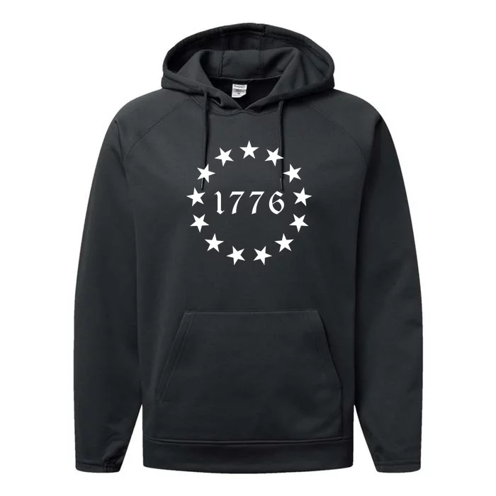 We The People 1776 Betsy Ross Flag 13 Stars Performance Fleece Hoodie