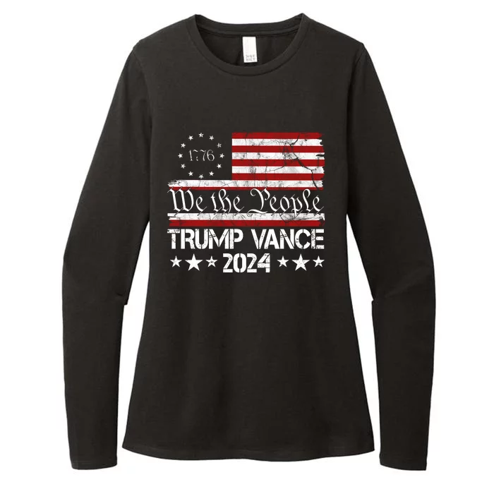 We The People Trump Vance 2024 Usa Vintage Flag Womens CVC Long Sleeve Shirt