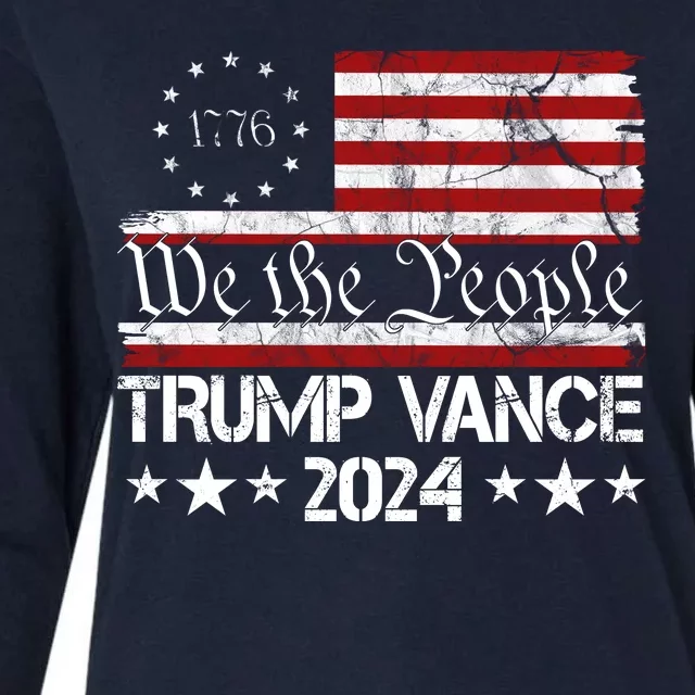 We The People Trump Vance 2024 Usa Vintage Flag Womens Cotton Relaxed Long Sleeve T-Shirt