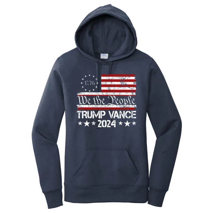 We The People Trump Vance 2024 Usa Vintage Flag Women's Pullover Hoodie