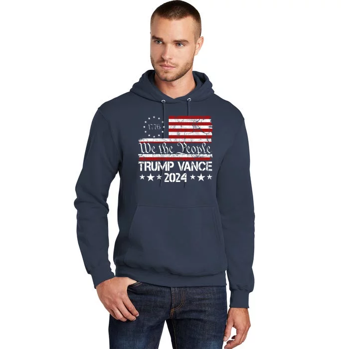 We The People Trump Vance 2024 Usa Vintage Flag Tall Hoodie