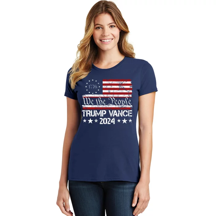 We The People Trump Vance 2024 Usa Vintage Flag Women's T-Shirt