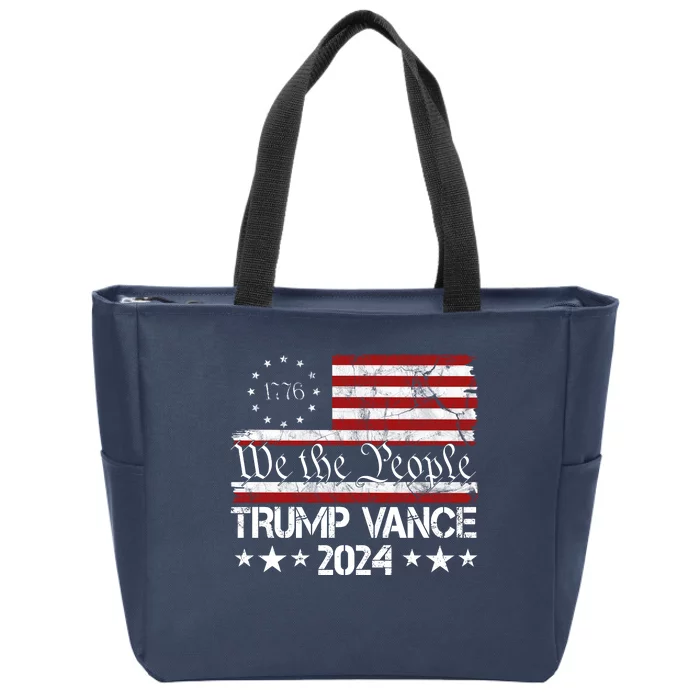 We The People Trump Vance 2024 Usa Vintage Flag Zip Tote Bag