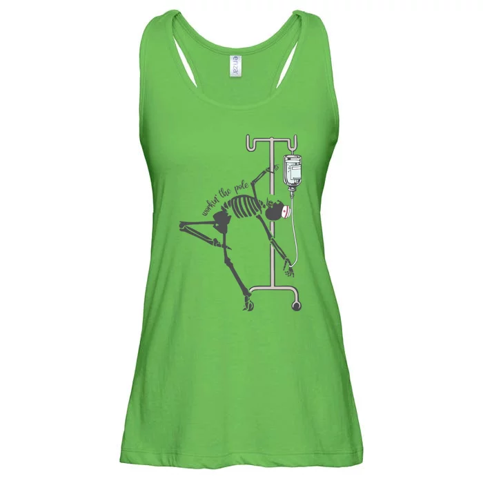 Working The Pole Funny Nurse Dancing Skeleton Halloween Cute Ladies Essential Flowy Tank