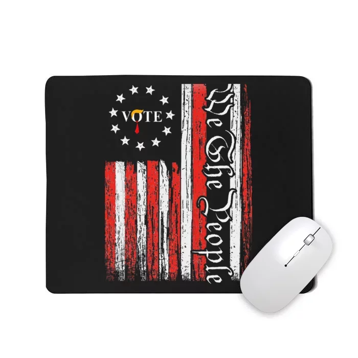 We The People Vote Trump 2024 Funny Trump Hair Tie Us Flag Mousepad