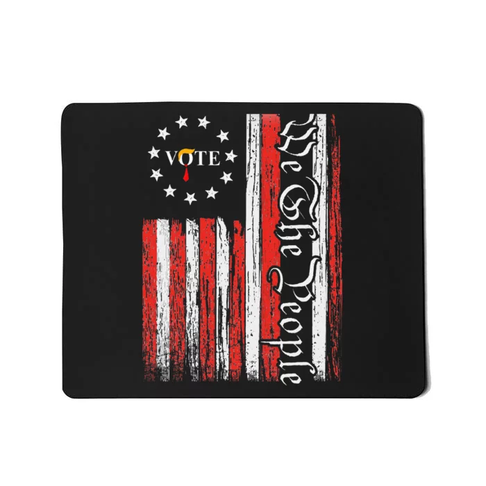 We The People Vote Trump 2024 Funny Trump Hair Tie Us Flag Mousepad