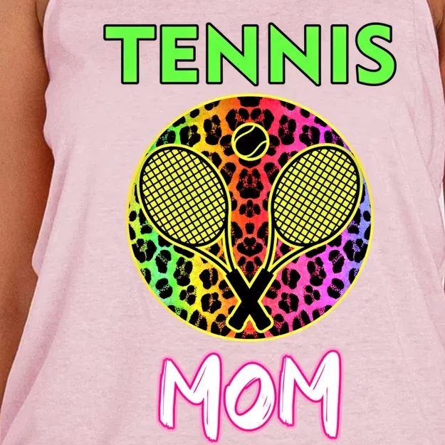 Wo Tennis Player Mother Leopard Tennis Mom Cute Gift Women's Knotted Racerback Tank