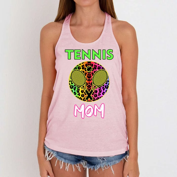 Wo Tennis Player Mother Leopard Tennis Mom Cute Gift Women's Knotted Racerback Tank