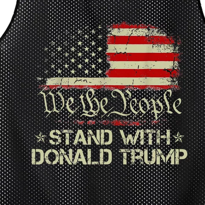 We The People Stand With Donald Trump 2024 American Flag Mesh Reversible Basketball Jersey Tank