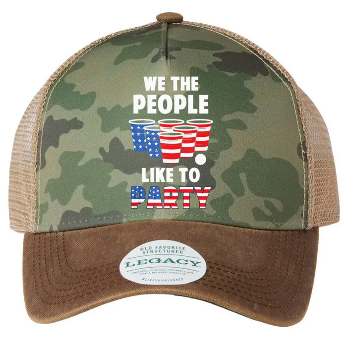 We The People Like To Party Beer Pong Funny 4th Of July Legacy Tie Dye Trucker Hat