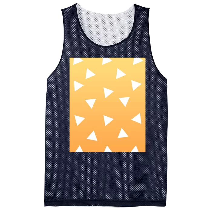 White Triangles Pattern Graphic Mesh Reversible Basketball Jersey Tank