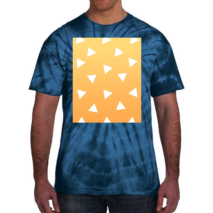 White Triangles Pattern Graphic Tie-Dye T-Shirt