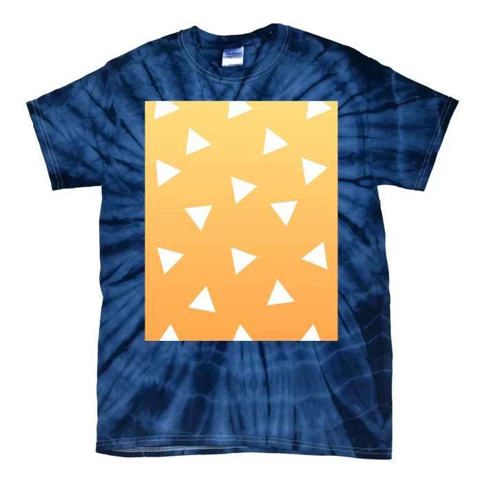 White Triangles Pattern Graphic Tie-Dye T-Shirt