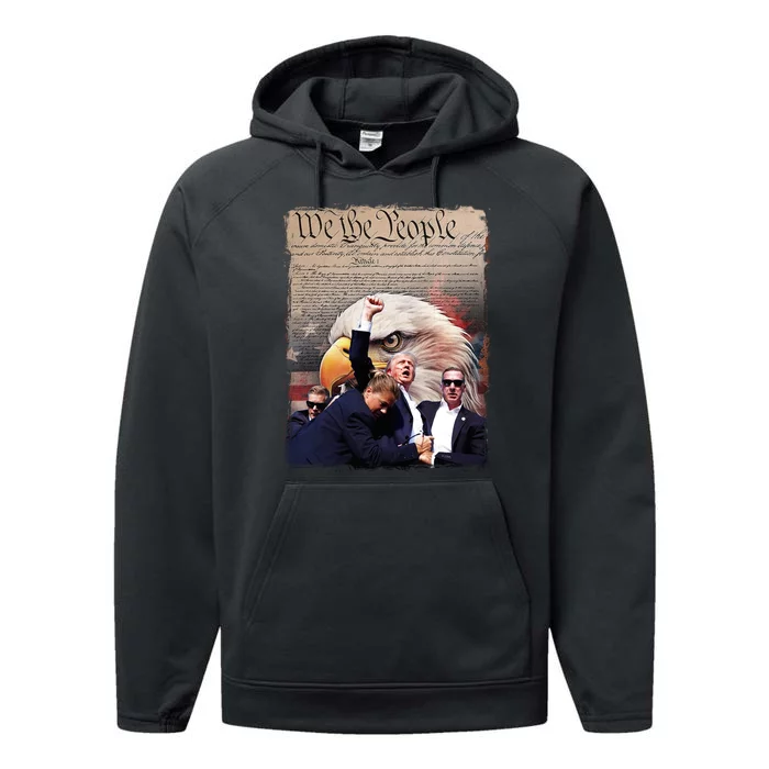 We The People Stand With Donald Trump Performance Fleece Hoodie