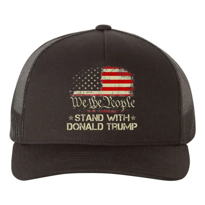 We The People Stand With Donald Trump 2024 American Flag Yupoong Adult 5-Panel Trucker Hat