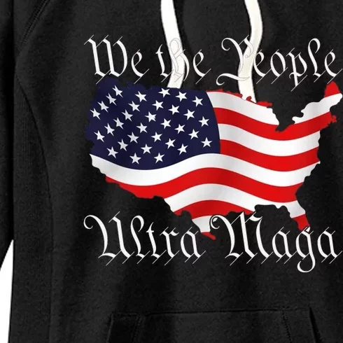 We The People Ultra Maga Pro Trump Conservative Gop Us Flag Women's Fleece Hoodie