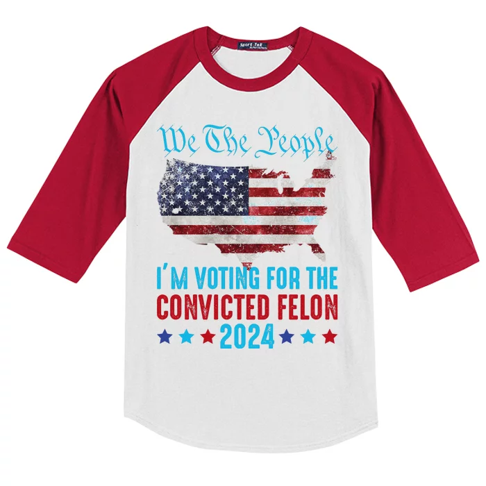 We The People Are Voting For The Felon Trump 2024 Kids Colorblock Raglan Jersey