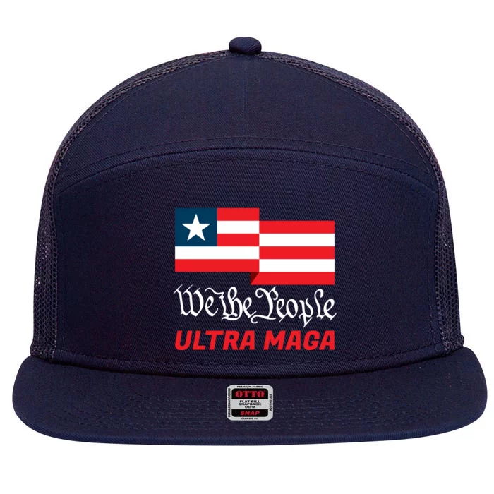 We The People Ultra MAGA Trump 2024 Anti Biden 7 Panel Mesh Trucker Snapback Hat