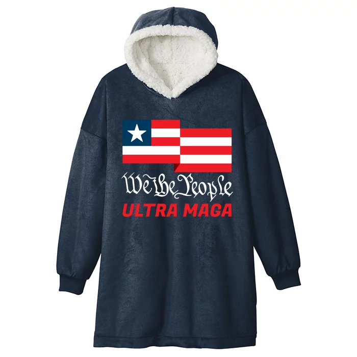 We The People Ultra MAGA Trump 2024 Anti Biden Hooded Wearable Blanket