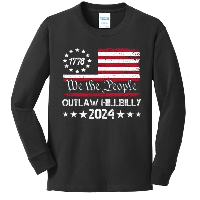 We The People Outlaw Hillbilly 2024 Trump Vance Kids Long Sleeve Shirt