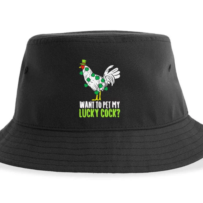 Want To Pet My Lucky Cock Funny St Patrick Day Gifts Sustainable Bucket Hat