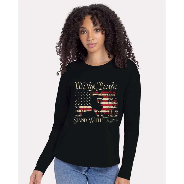 We The People Stand With Trump Support Trump Election 2024 Womens Cotton Relaxed Long Sleeve T-Shirt