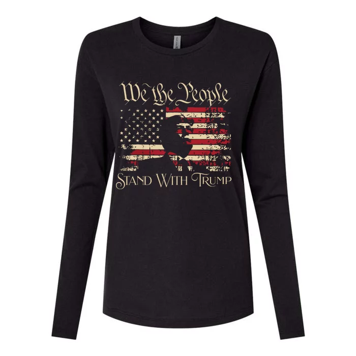 We The People Stand With Trump Support Trump Election 2024 Womens Cotton Relaxed Long Sleeve T-Shirt