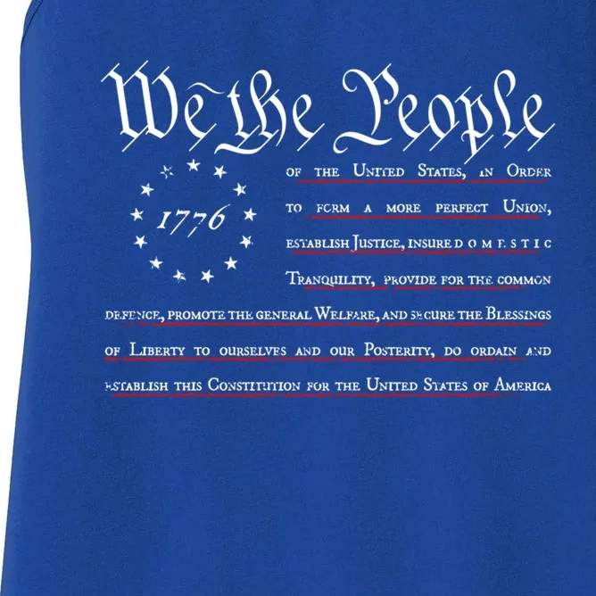 We The People Betsy Ross Flag Preamble Of The Constitution Gift Women's Racerback Tank