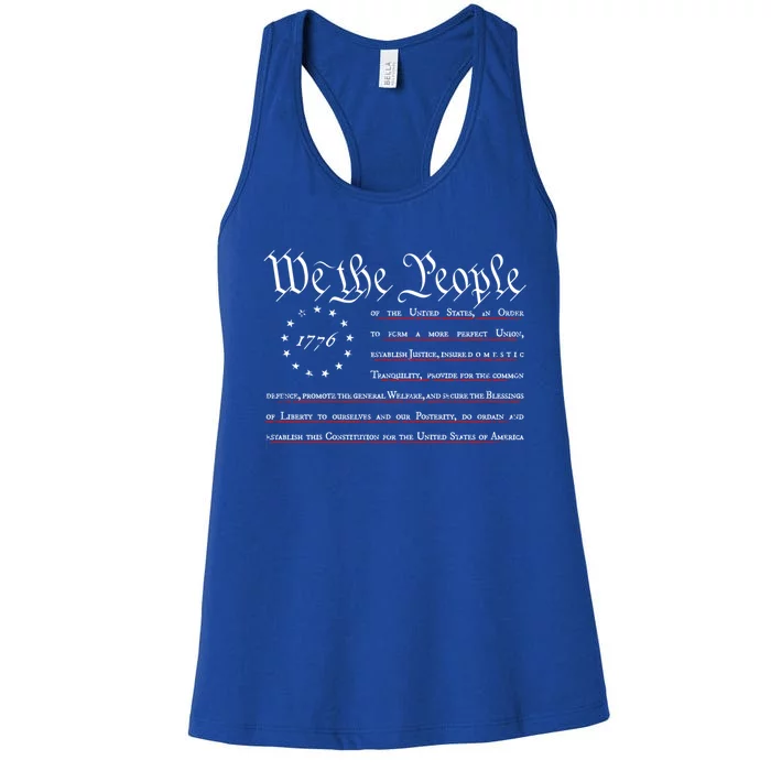 We The People Betsy Ross Flag Preamble Of The Constitution Gift Women's Racerback Tank