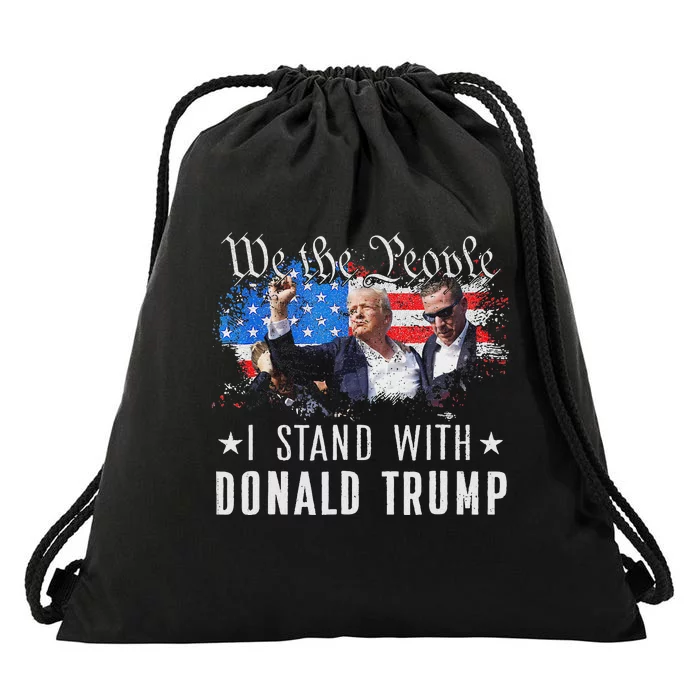 We The People Stand With Trump 2024 Pride Drawstring Bag