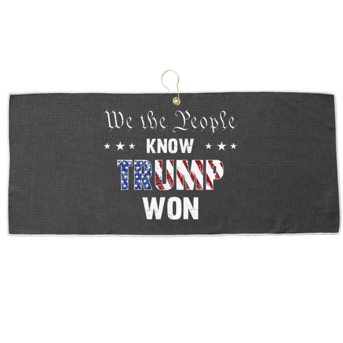 we the people know trump won Large Microfiber Waffle Golf Towel