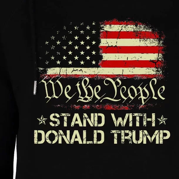 We The People 2024 Stand With American Flag Womens Funnel Neck Pullover Hood