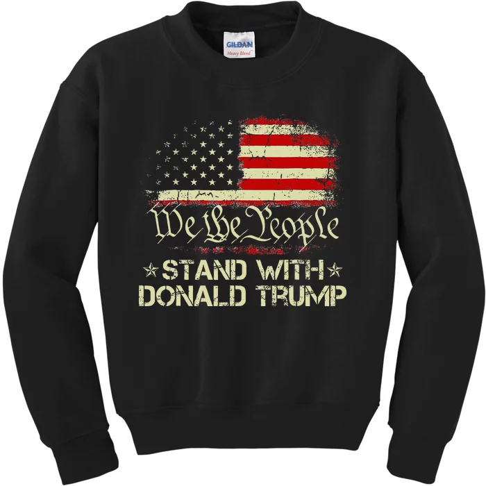 We The People 2024 Stand With American Flag Kids Sweatshirt