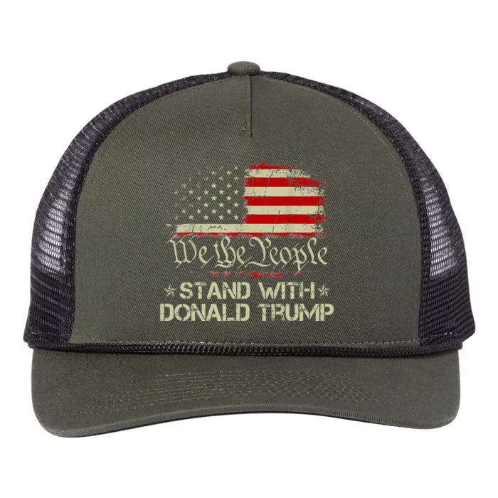 We The People Stand With Donald Trump 2024 Retro Rope Trucker Hat Cap