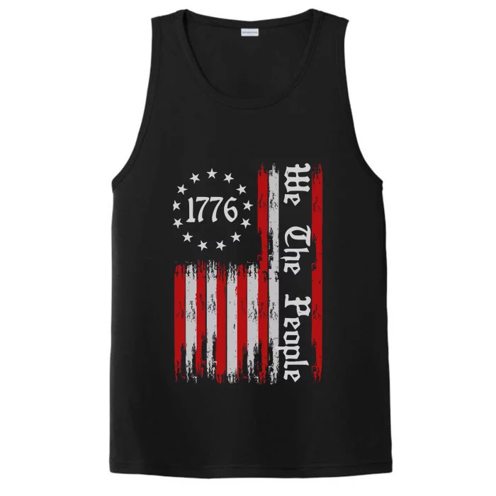 We The People 1776 Distressed Usa American Flag Performance Tank