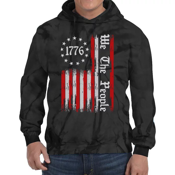 We The People 1776 Distressed Usa American Flag Tie Dye Hoodie