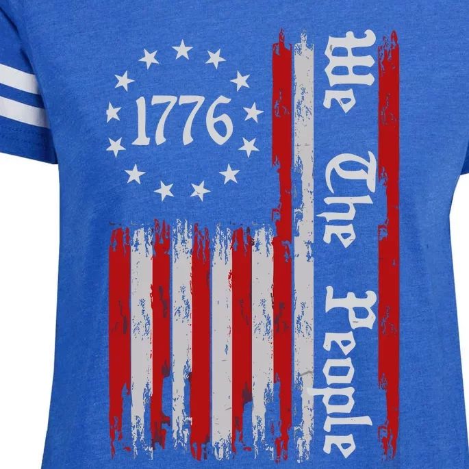 We The People 1776 Distressed Usa American Flag Enza Ladies Jersey Football T-Shirt