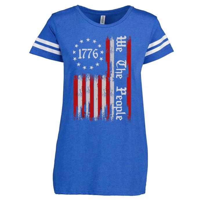 We The People 1776 Distressed Usa American Flag Enza Ladies Jersey Football T-Shirt