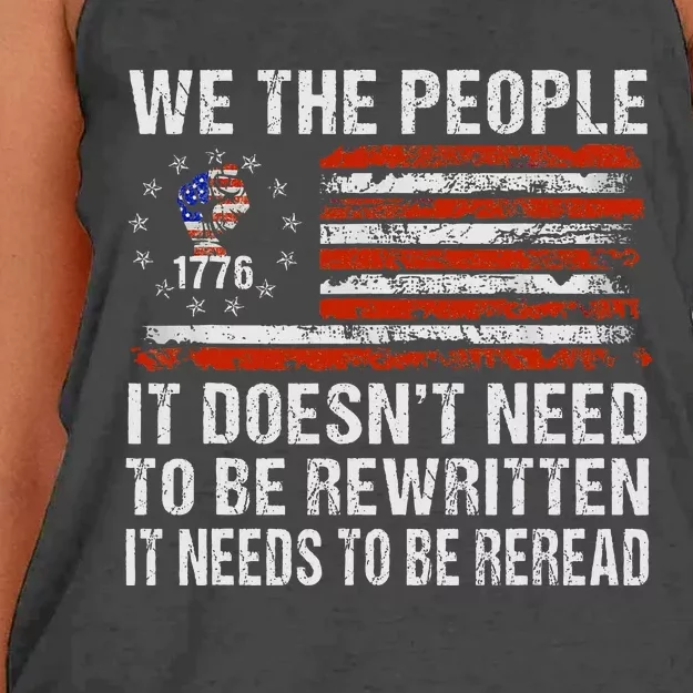 We The People American Flag Patriotic 1776 Usa Retro Gifts Women's Knotted Racerback Tank