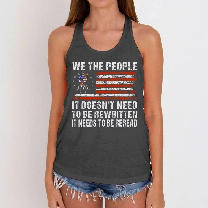 We The People American Flag Patriotic 1776 Usa Retro Gifts Women's Knotted Racerback Tank