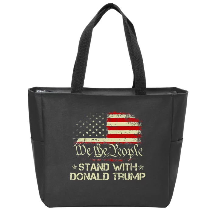 We The People 2024 Stand With American Flag Zip Tote Bag