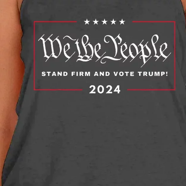 We The People Stand Firm And Vote Trump! 4th July 2024 Maga Women's Knotted Racerback Tank