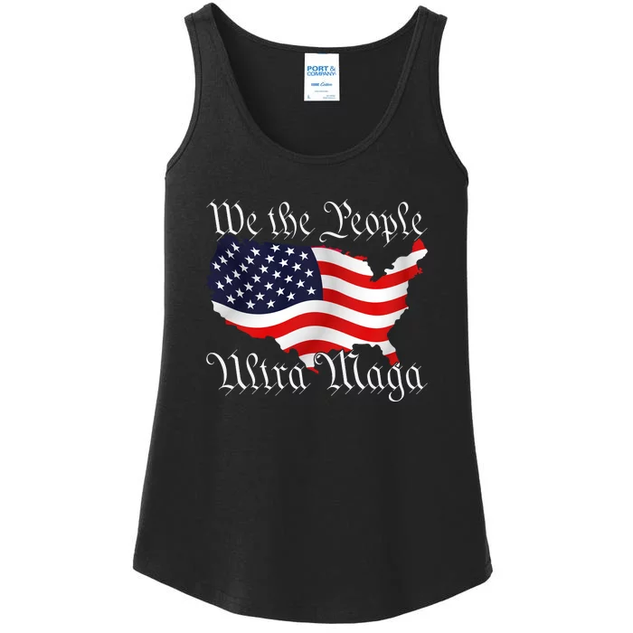 We The People Ultra Maga Pro Trump Conservative GOP US Flag Ladies Essential Tank