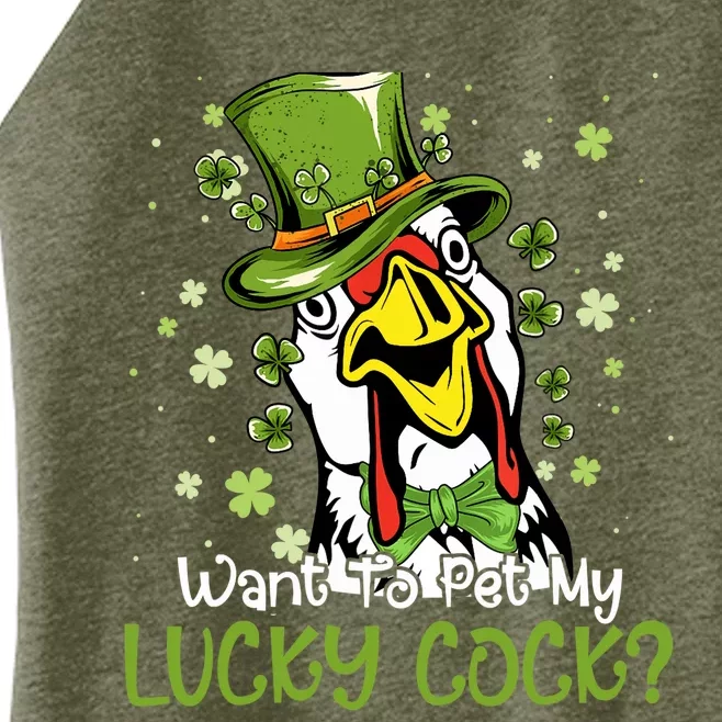 Want To Pet My Lucky Cock Funny St Patrick Day Women’s Perfect Tri Rocker Tank