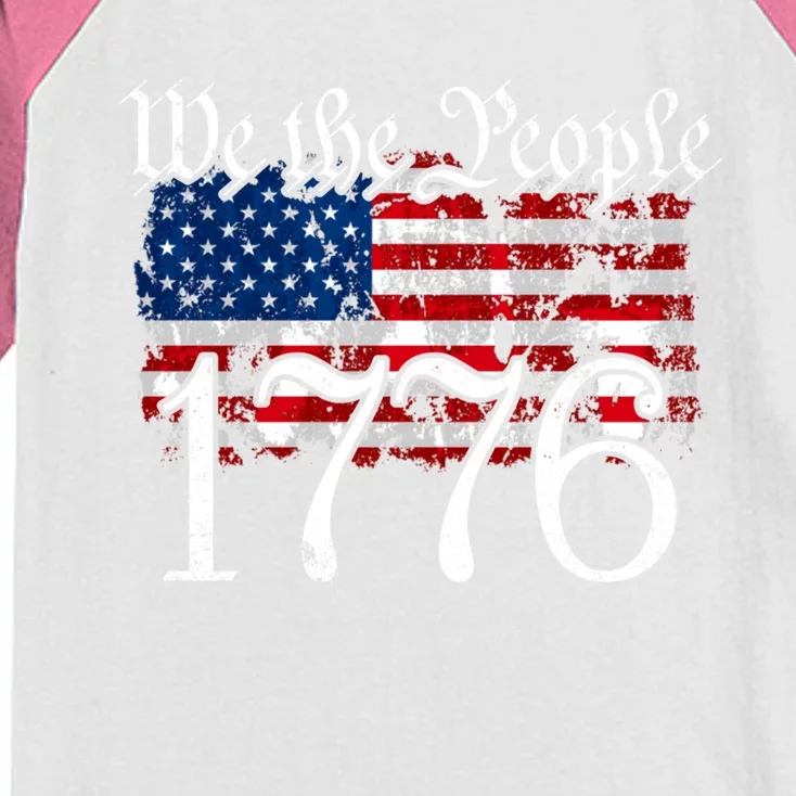 We The People 1776 U S Constitution Freedom American Flag Gift Kids Colorblock Raglan Jersey