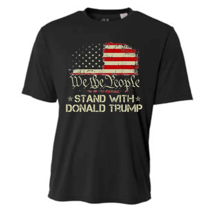 We The People Stand With Donald Trump 2024 American Flag Cooling Performance Crew T-Shirt