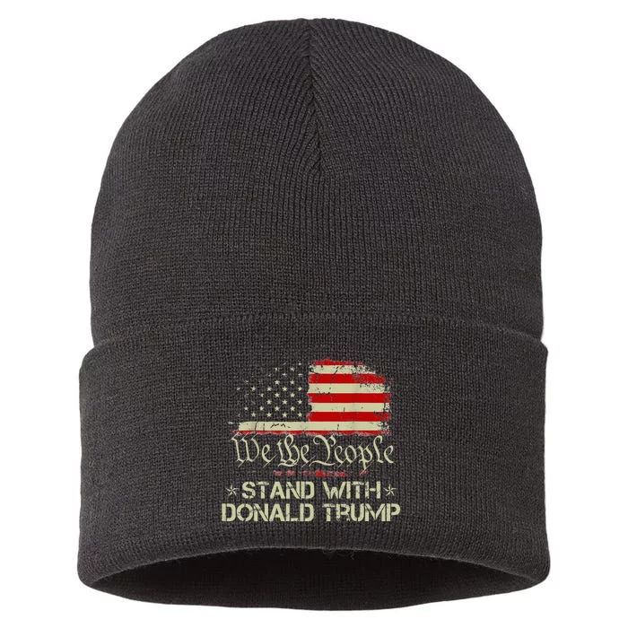 We The People Stand With Donald Trump 2024 American Flag Sustainable Knit Beanie