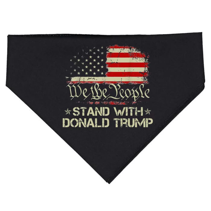 We The People Stand With Donald Trump 2024 American Flag USA-Made Doggie Bandana