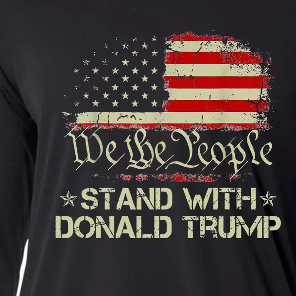 We The People Stand With Donald Trump 2024 American Flag Cooling Performance Long Sleeve Crew