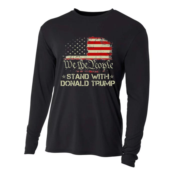 We The People Stand With Donald Trump 2024 American Flag Cooling Performance Long Sleeve Crew